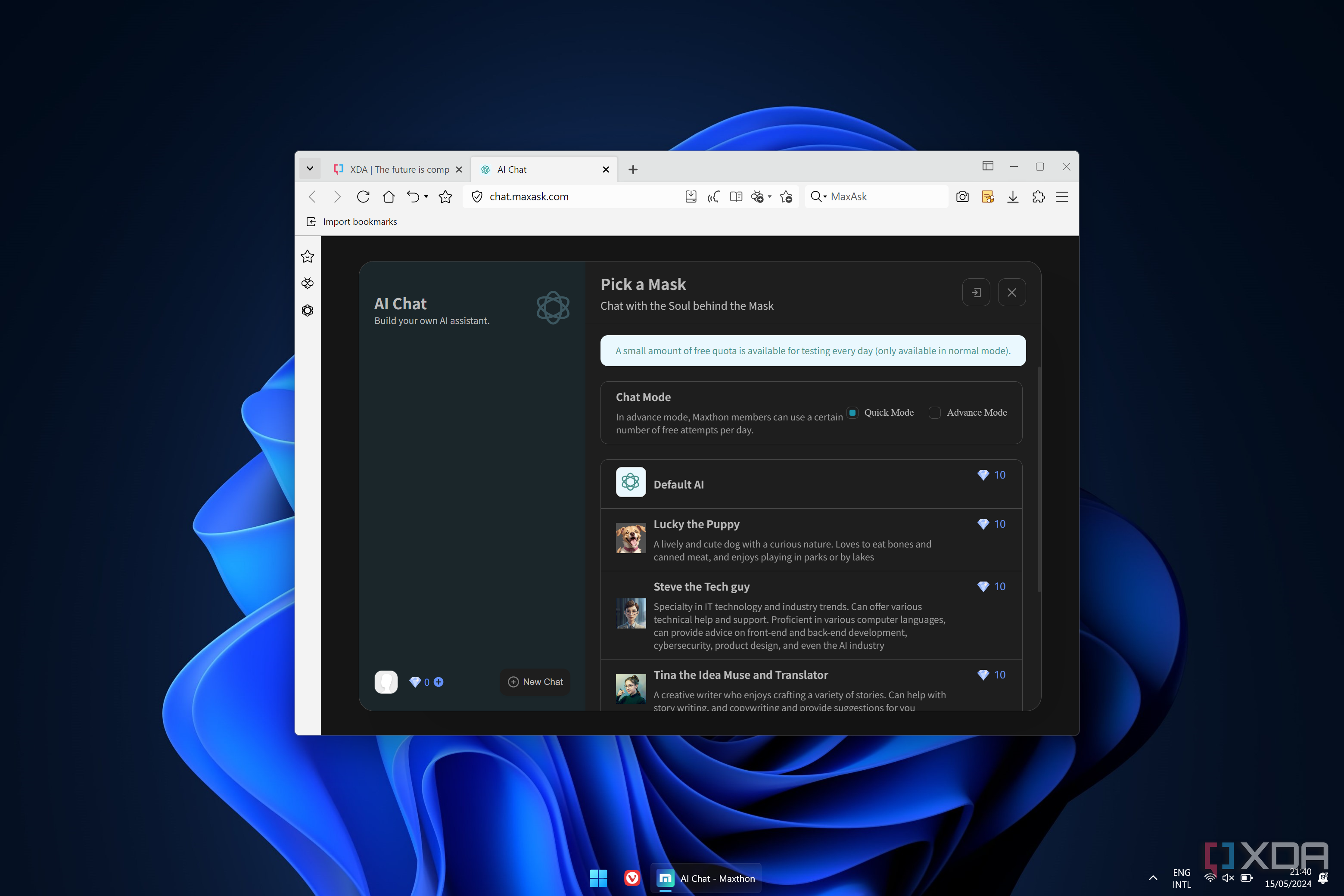 Screenshot of AI Chat in Maxthon Browser