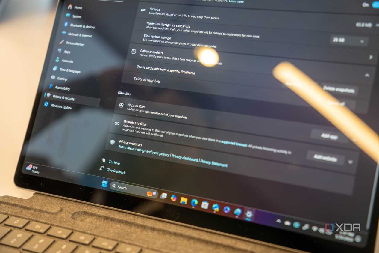 The settings menu of a Copilot+ laptop.