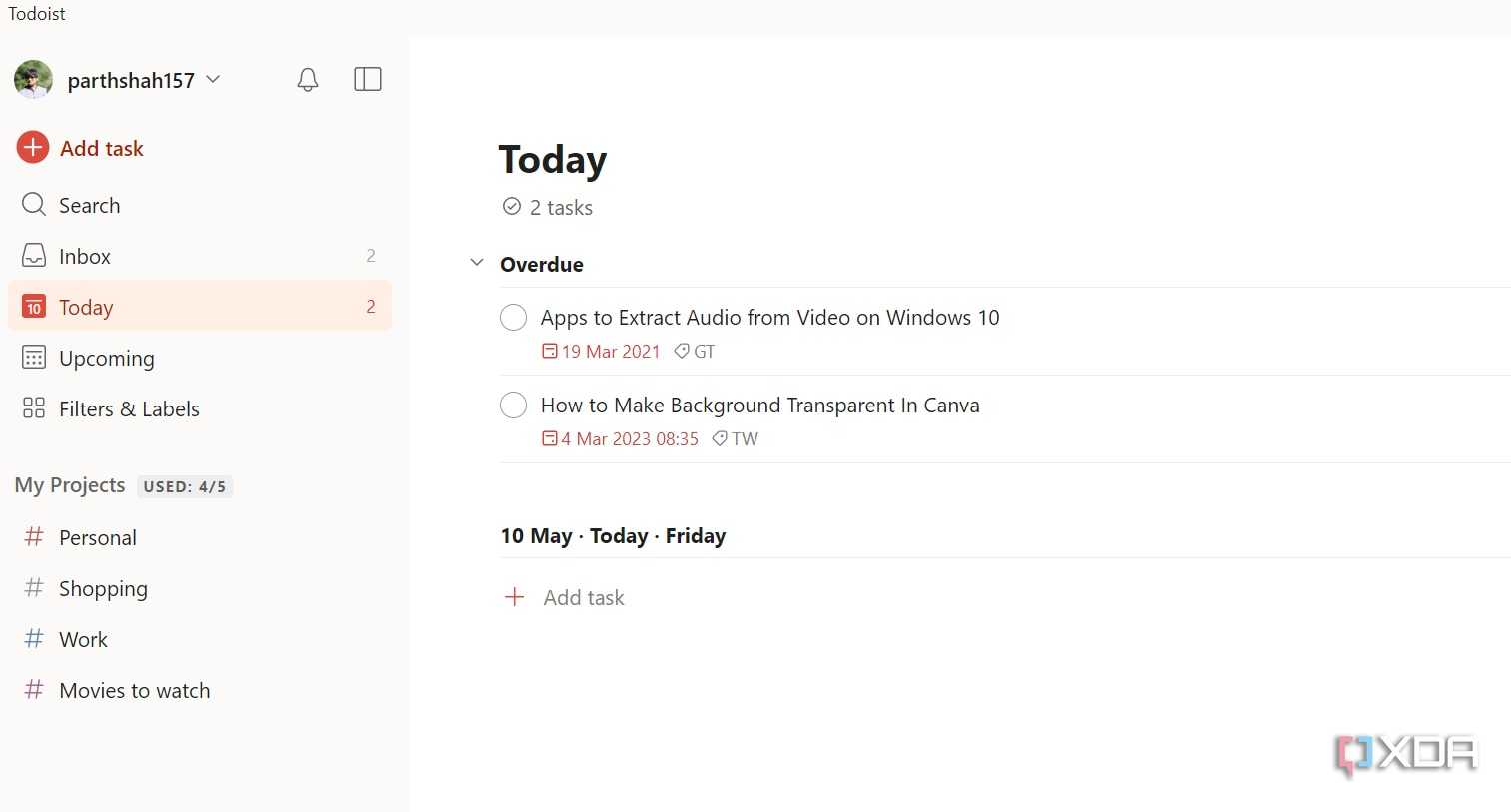 Todoist home