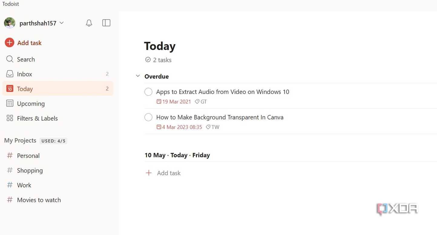 Todoist home