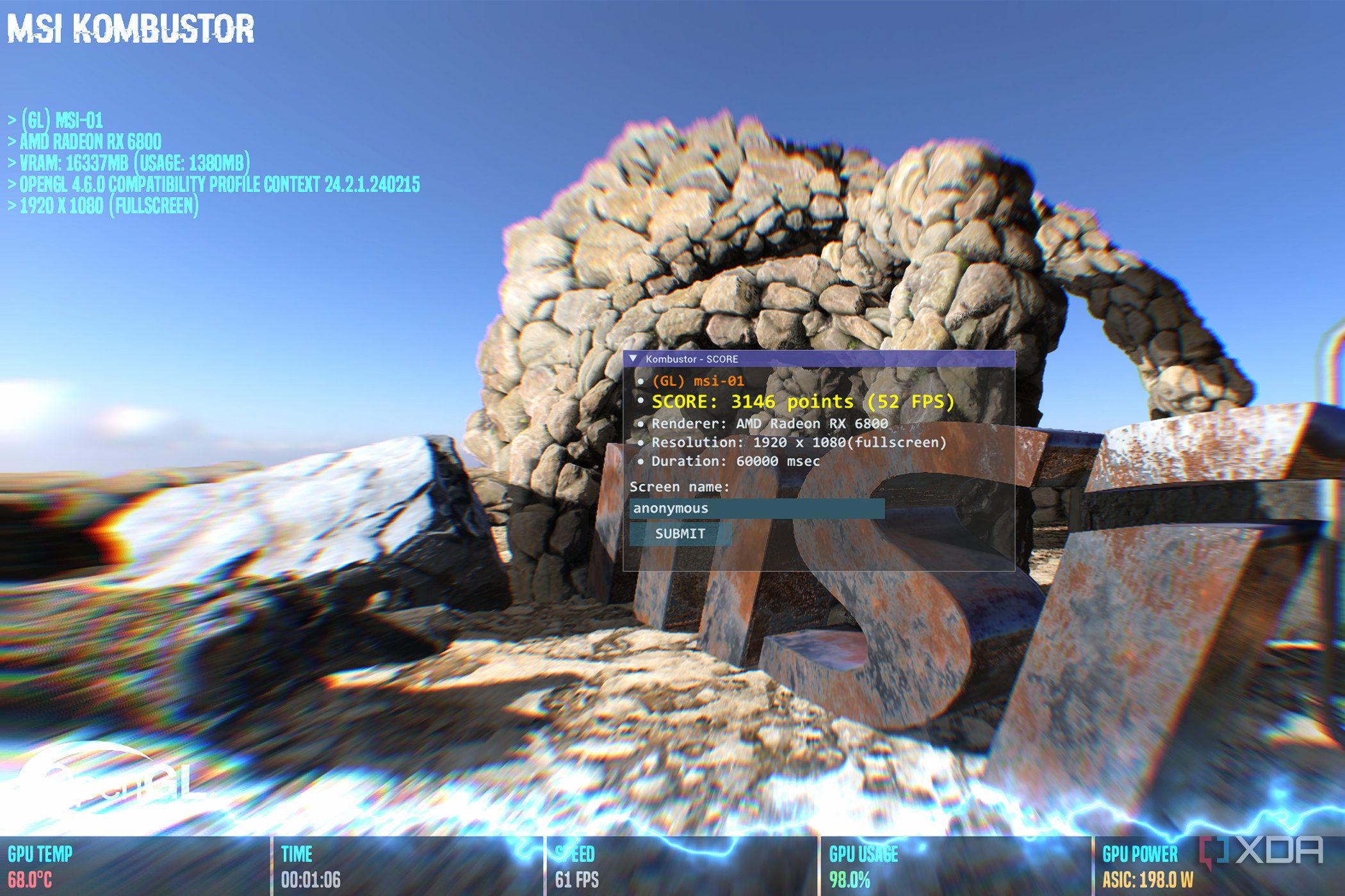 Image showing MSI Kombuster benchmark