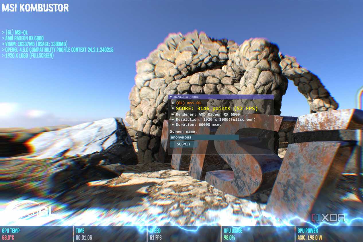 Image showing MSI Kombuster benchmark