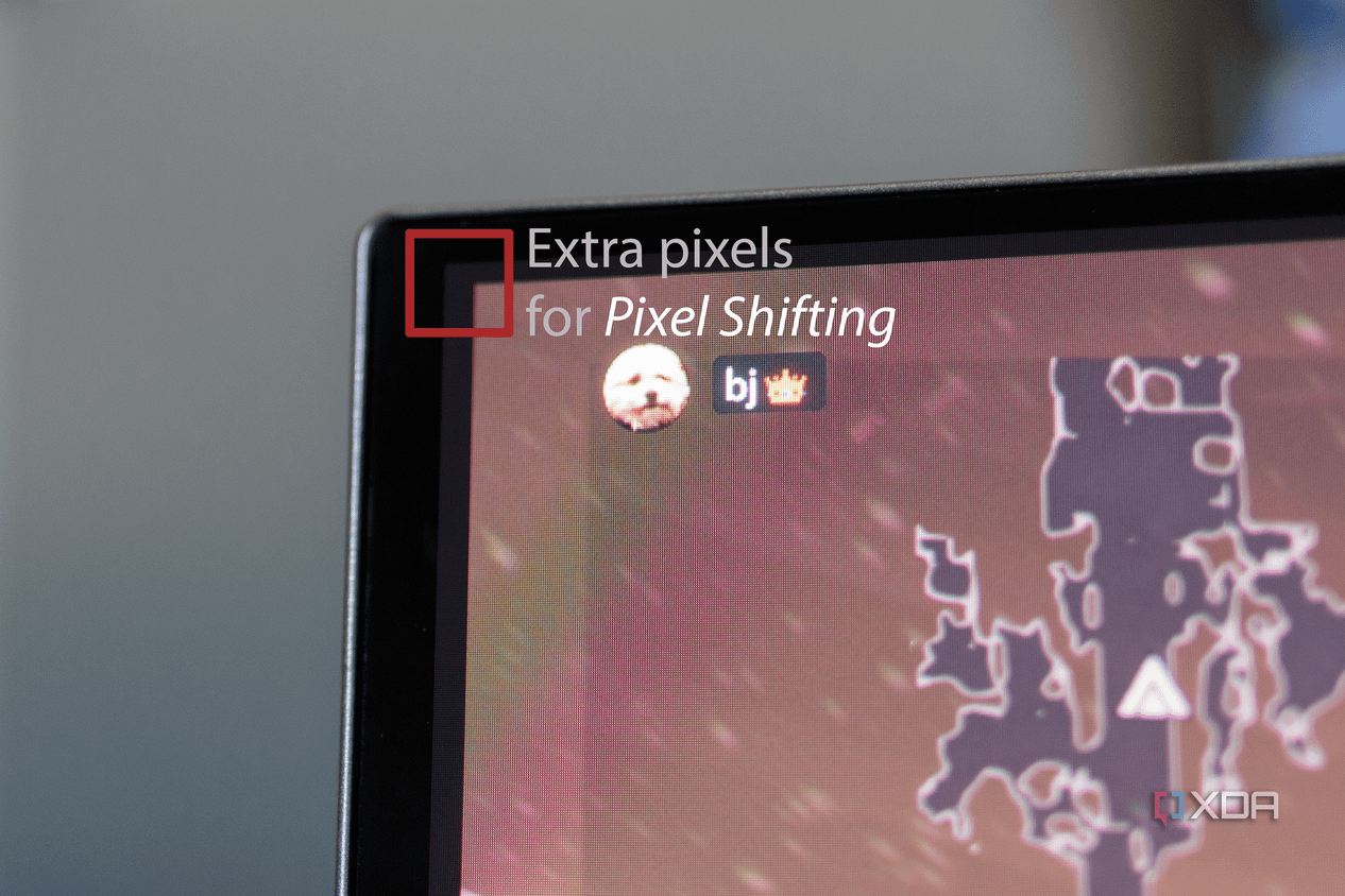 A graphic of the extra pixels from the pixel shifting feature on the MSI MAG 341CQP.