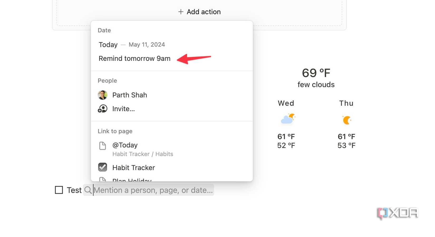 Reminders in Notion