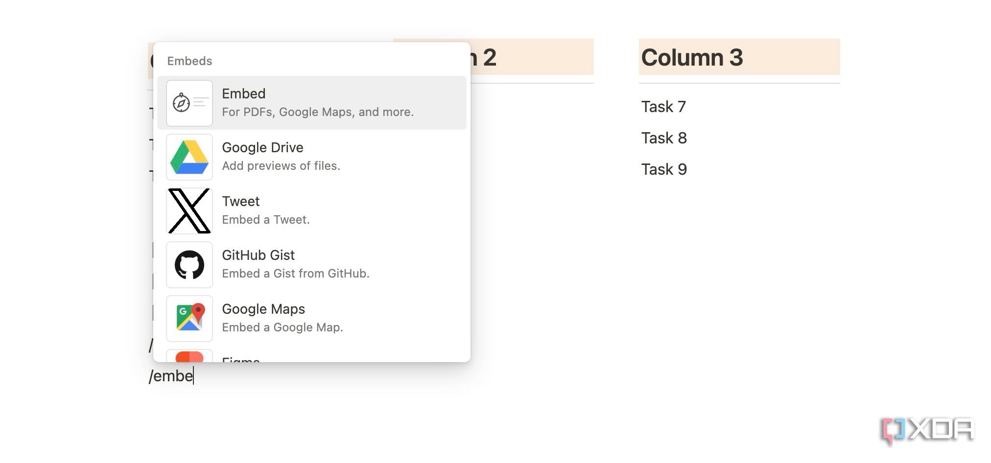 Embed a widget in Notion
