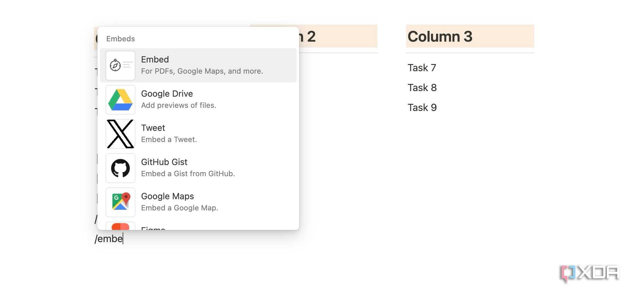 Embed a widget in Notion