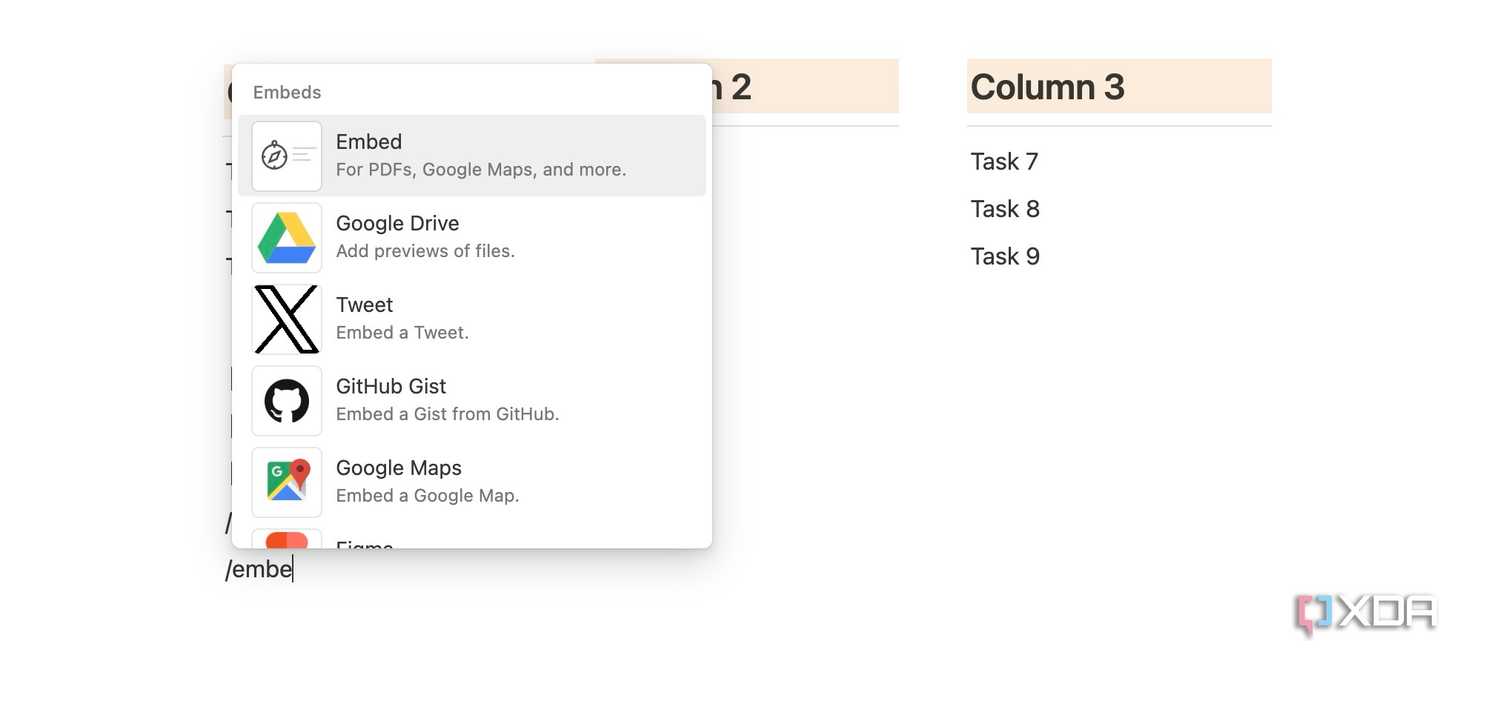 Embed a widget in Notion