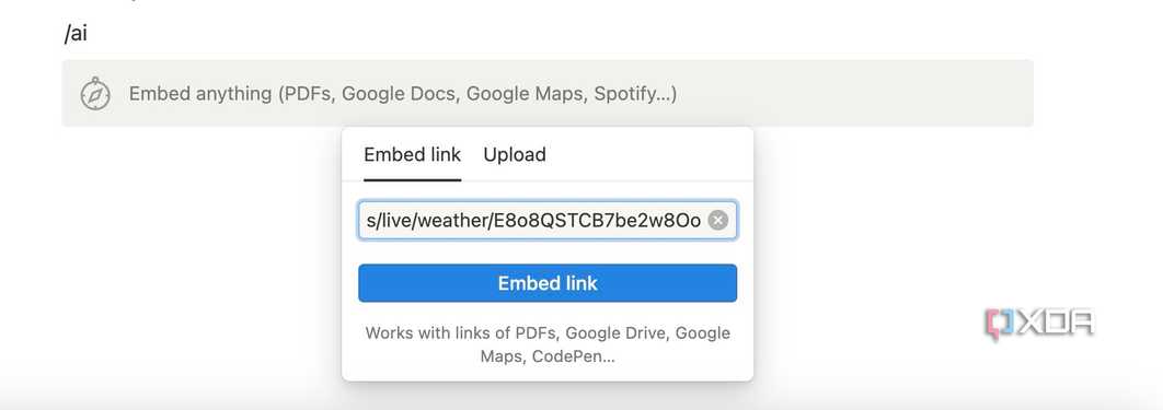 Paste embed widget link