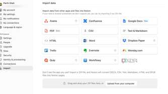 Import apps in Notion
