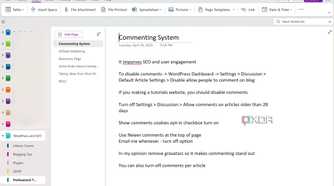 A screenshot showing OneNote UI