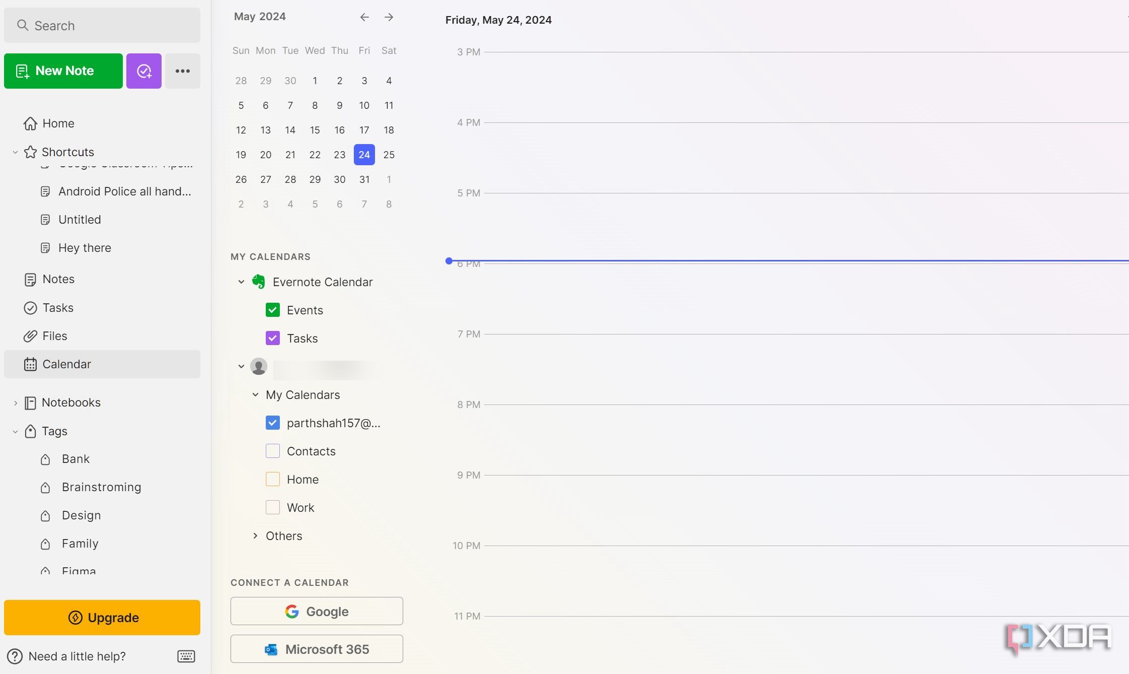 Evernote calendar