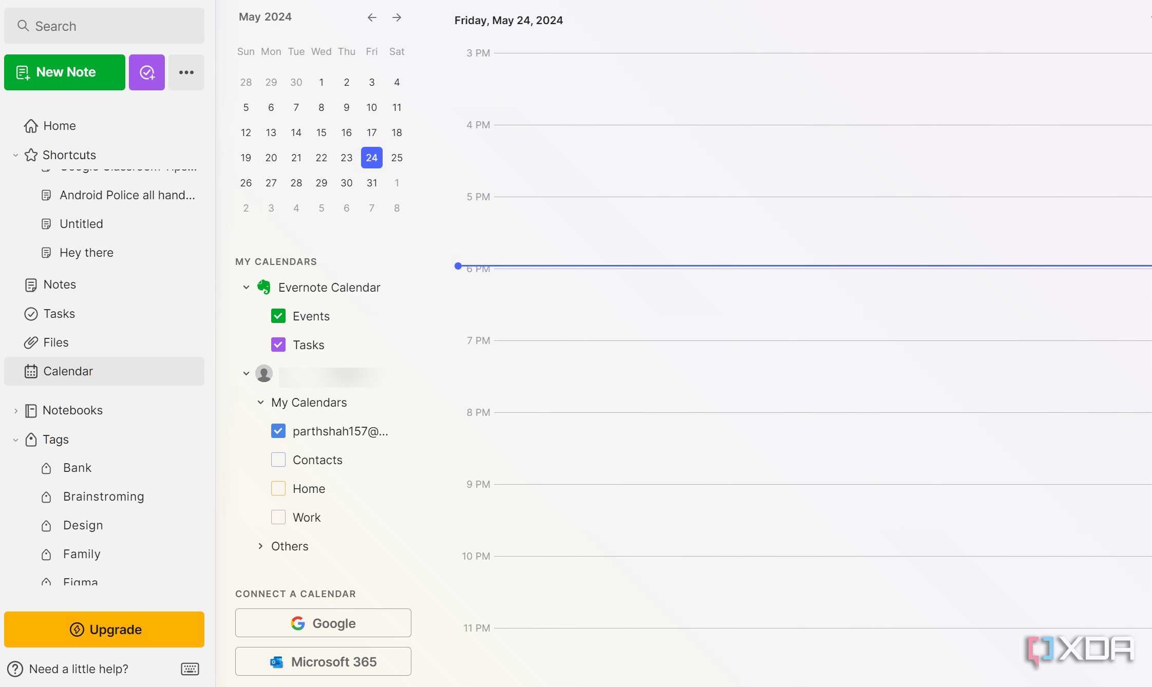Evernote calendar