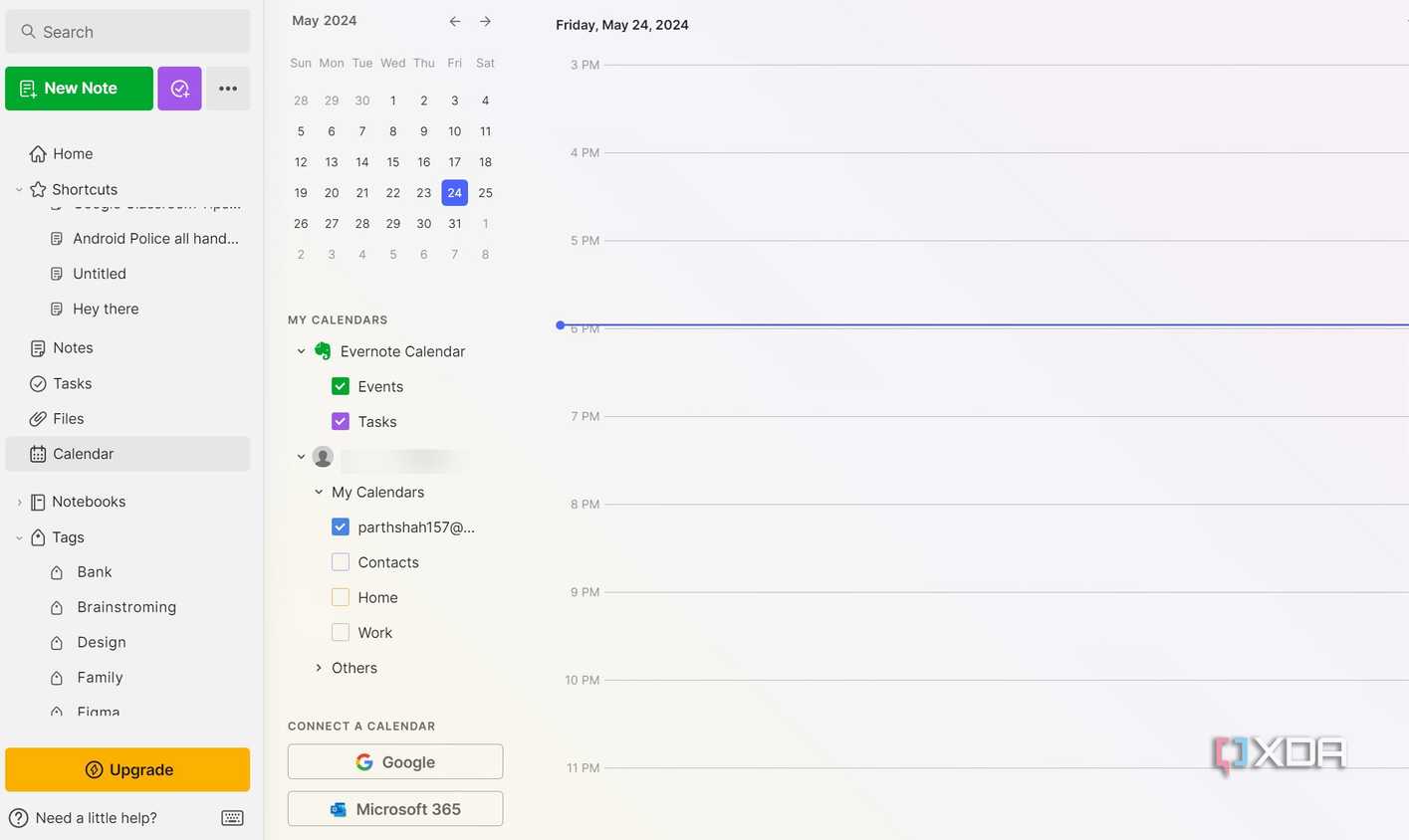 Evernote calendar