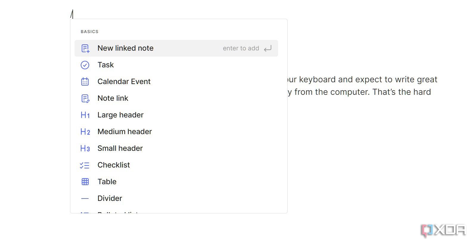 Evernote slash command