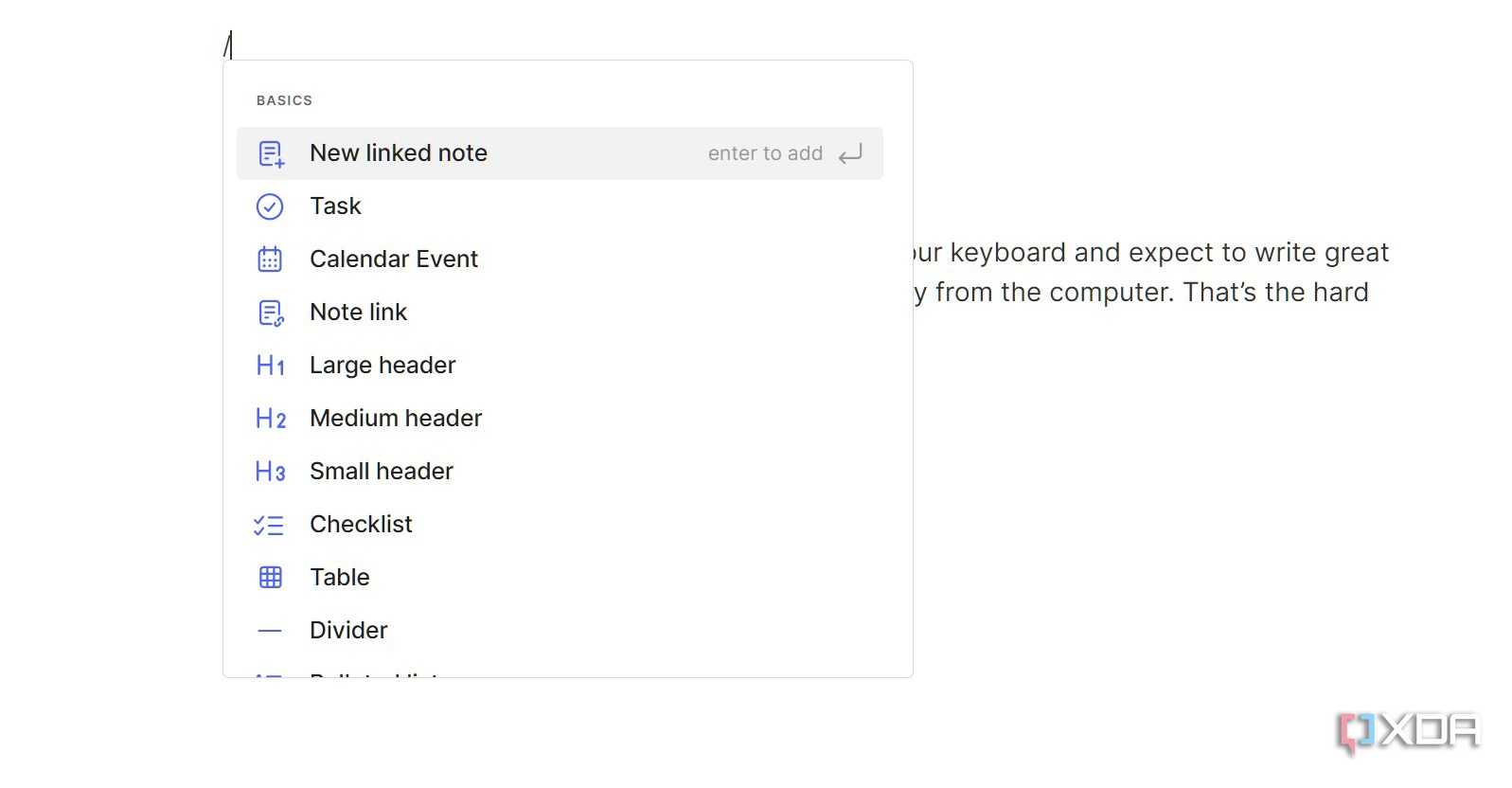 Evernote slash command