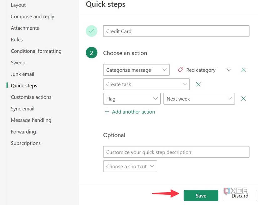 Save quick steps
