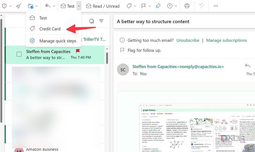 Run quick steps in Outlook
