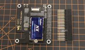 Waveshare PCIe HAT next to GPIO pin extenders