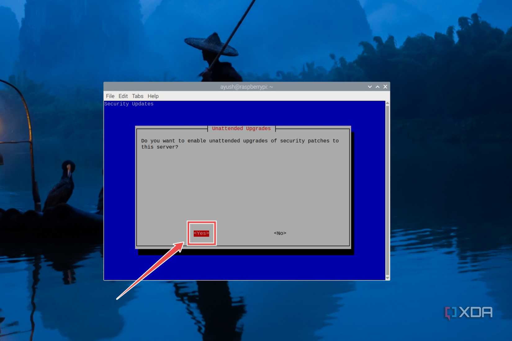 The procedure to enable auto security updates in the PiVPN installer