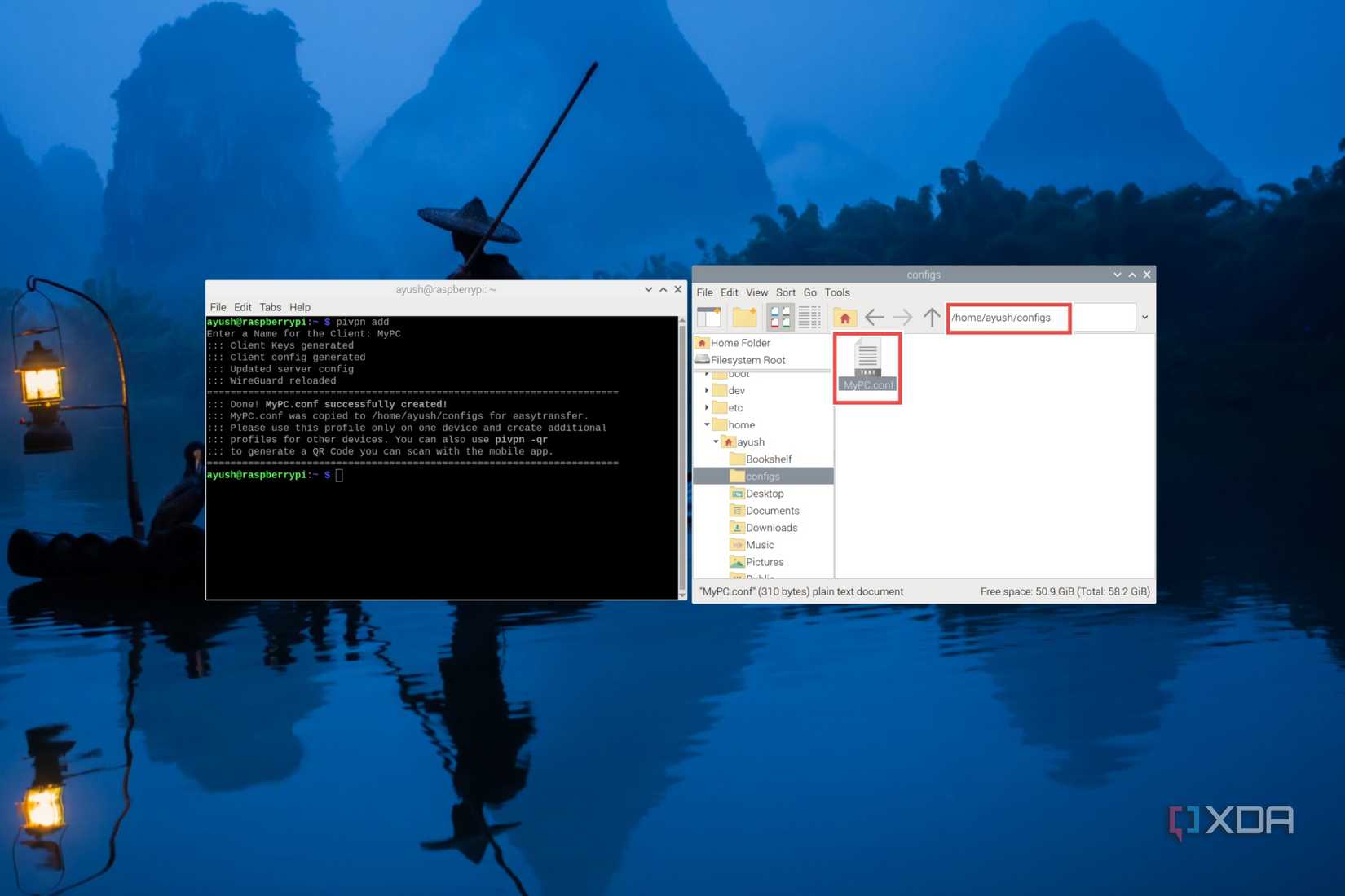 The client.conf location in the File Manager