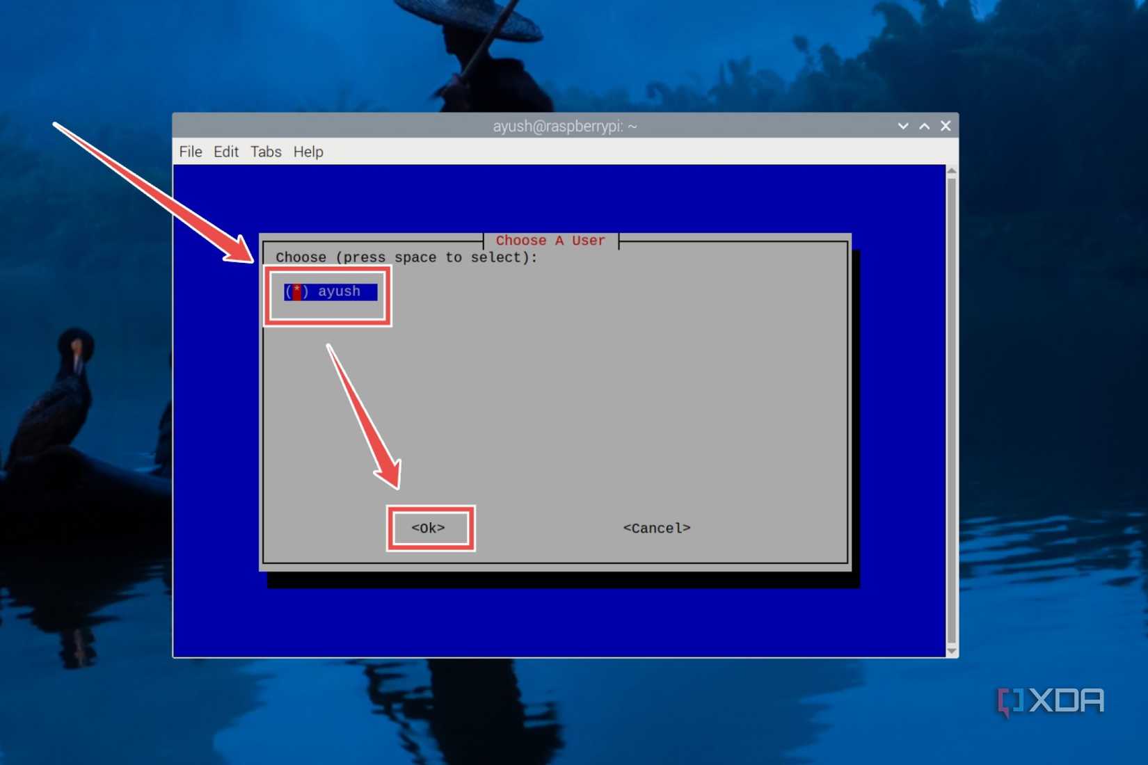 Picking a Local User in the PiVPN installer