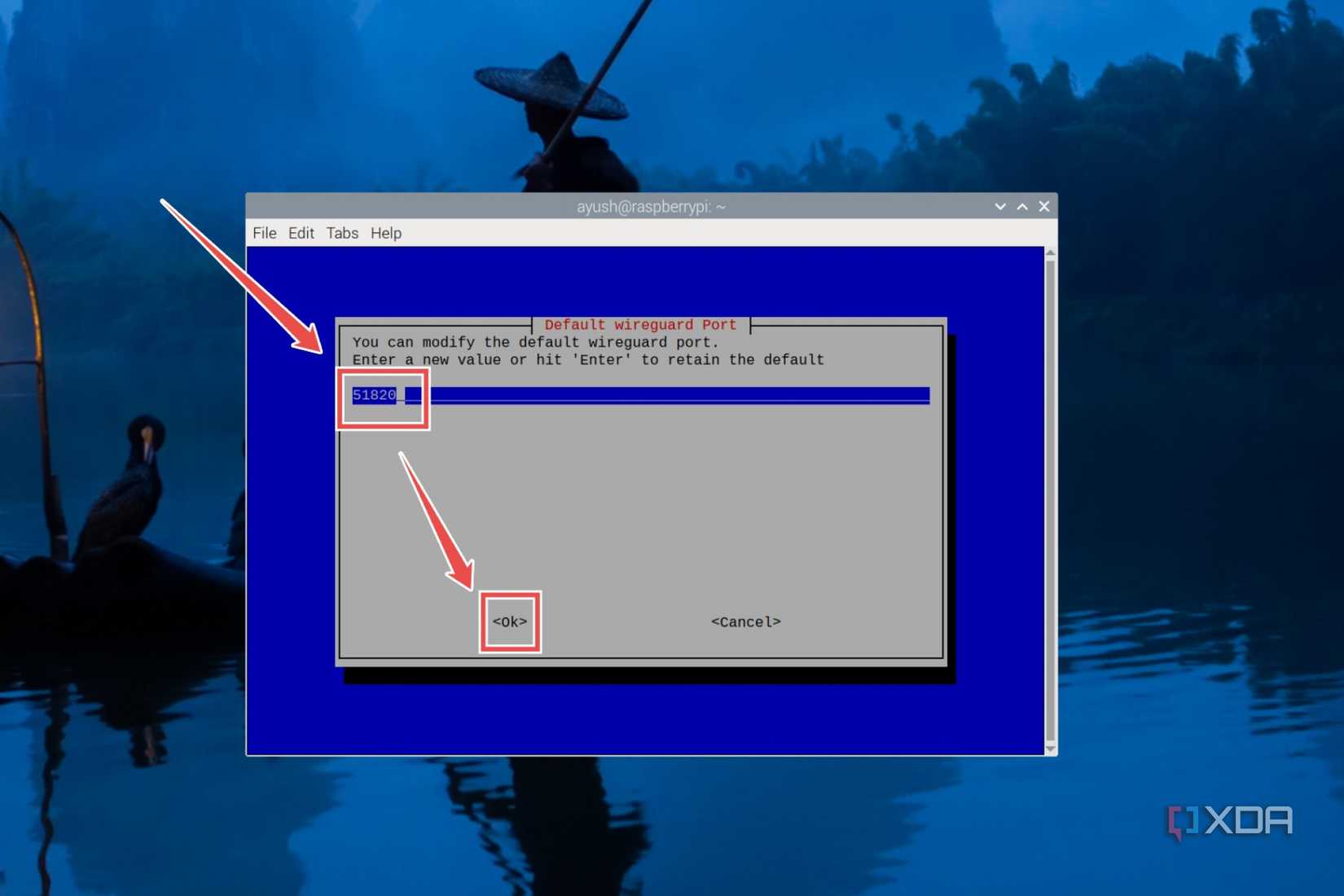 The procedure to set a port number in the PiVPN installer
