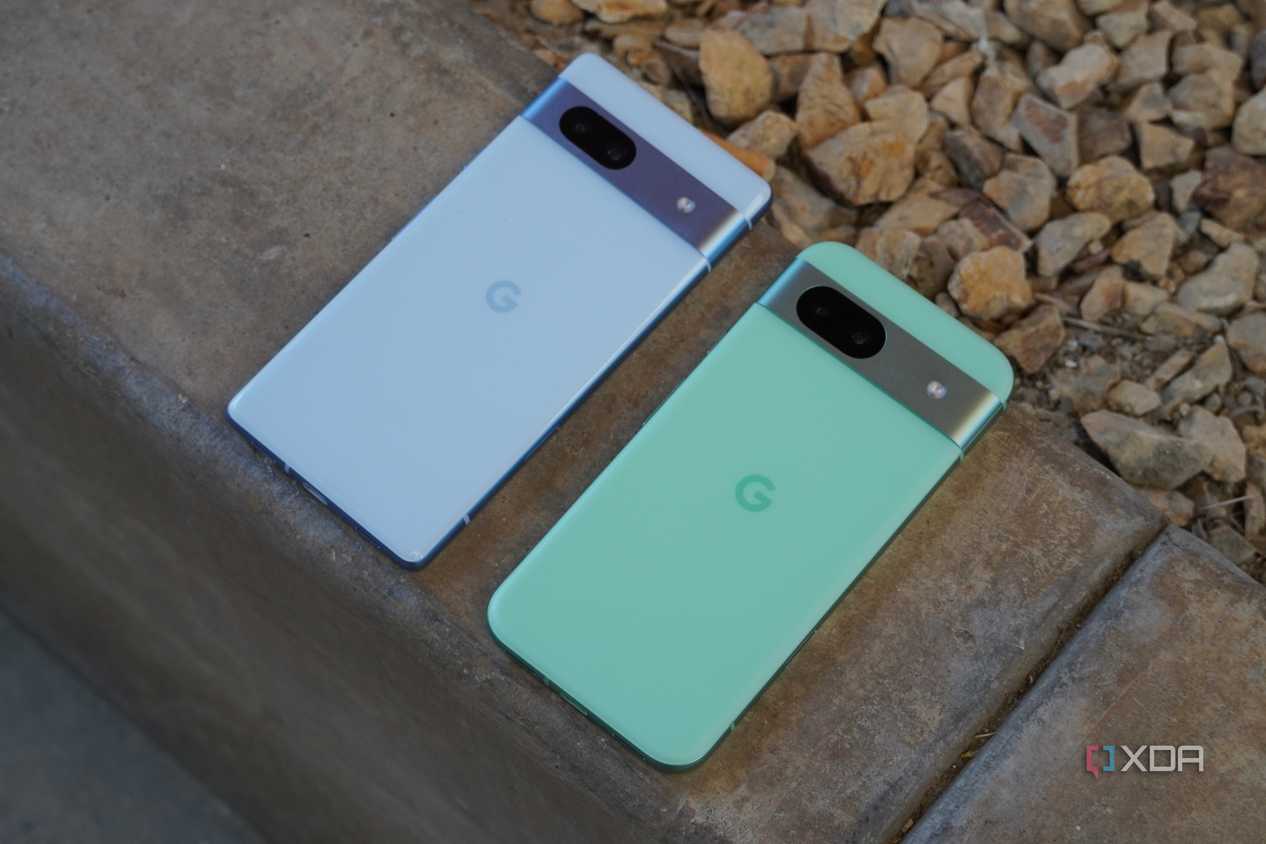 A Pixel 7a and Pixel 8a side by side.