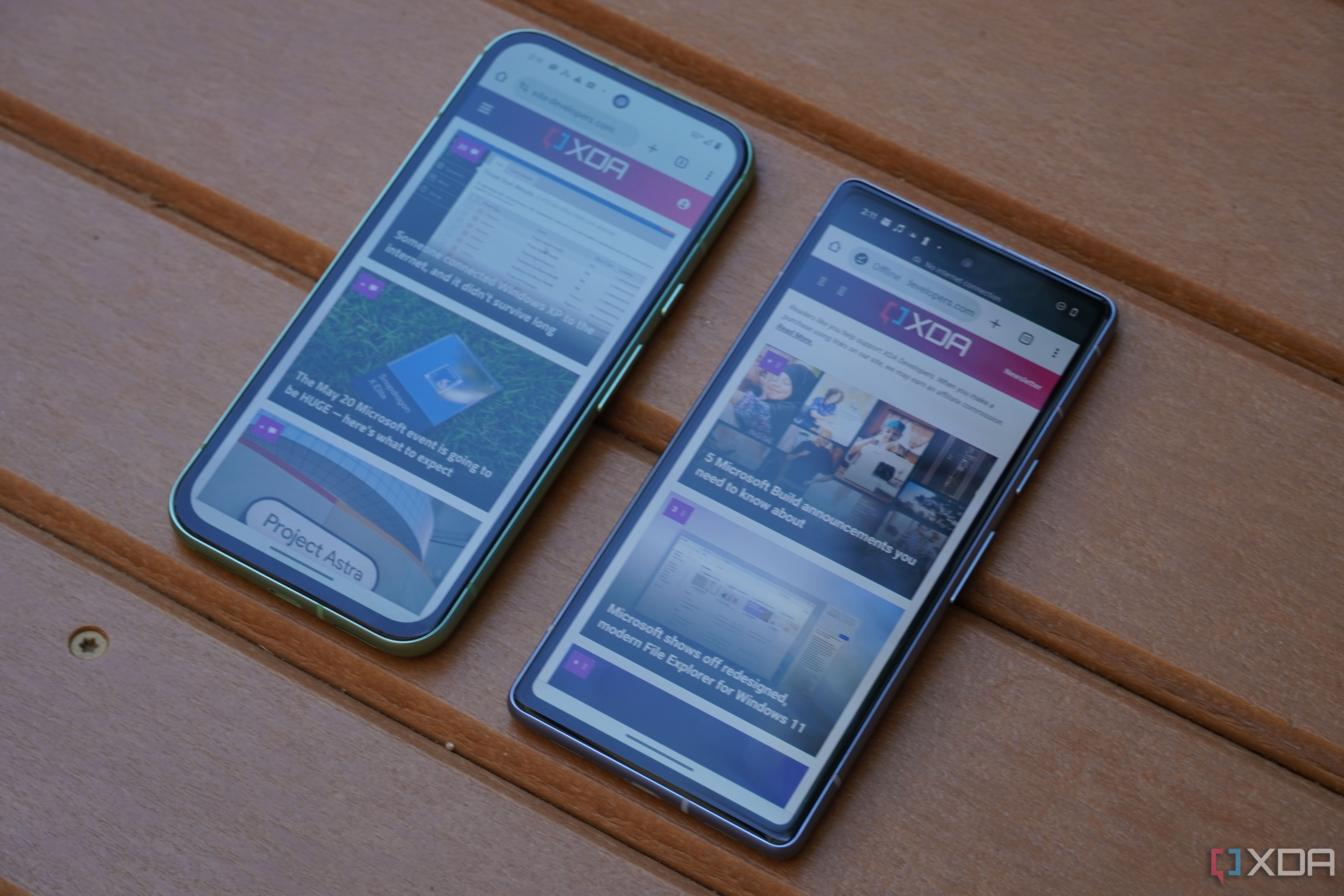 The Pixel 8a and Pixel 7a display.