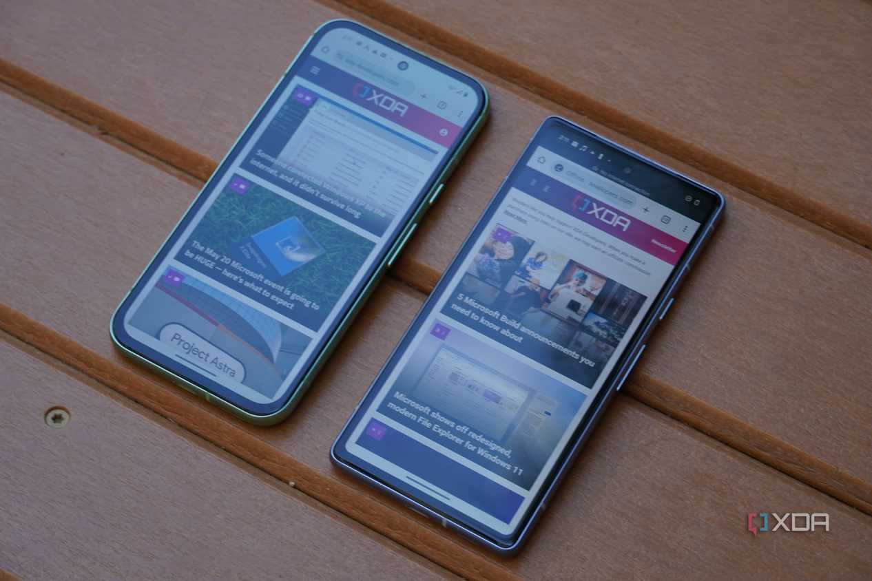 The Pixel 8a and Pixel 7a display.