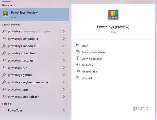Opening Microsoft Powertoys on Windows 10