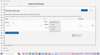 Pick a shortcut action in Microsoft Powertoys