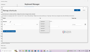 Using Microsoft PowerToys' dropdown menu to remap a shortcut
