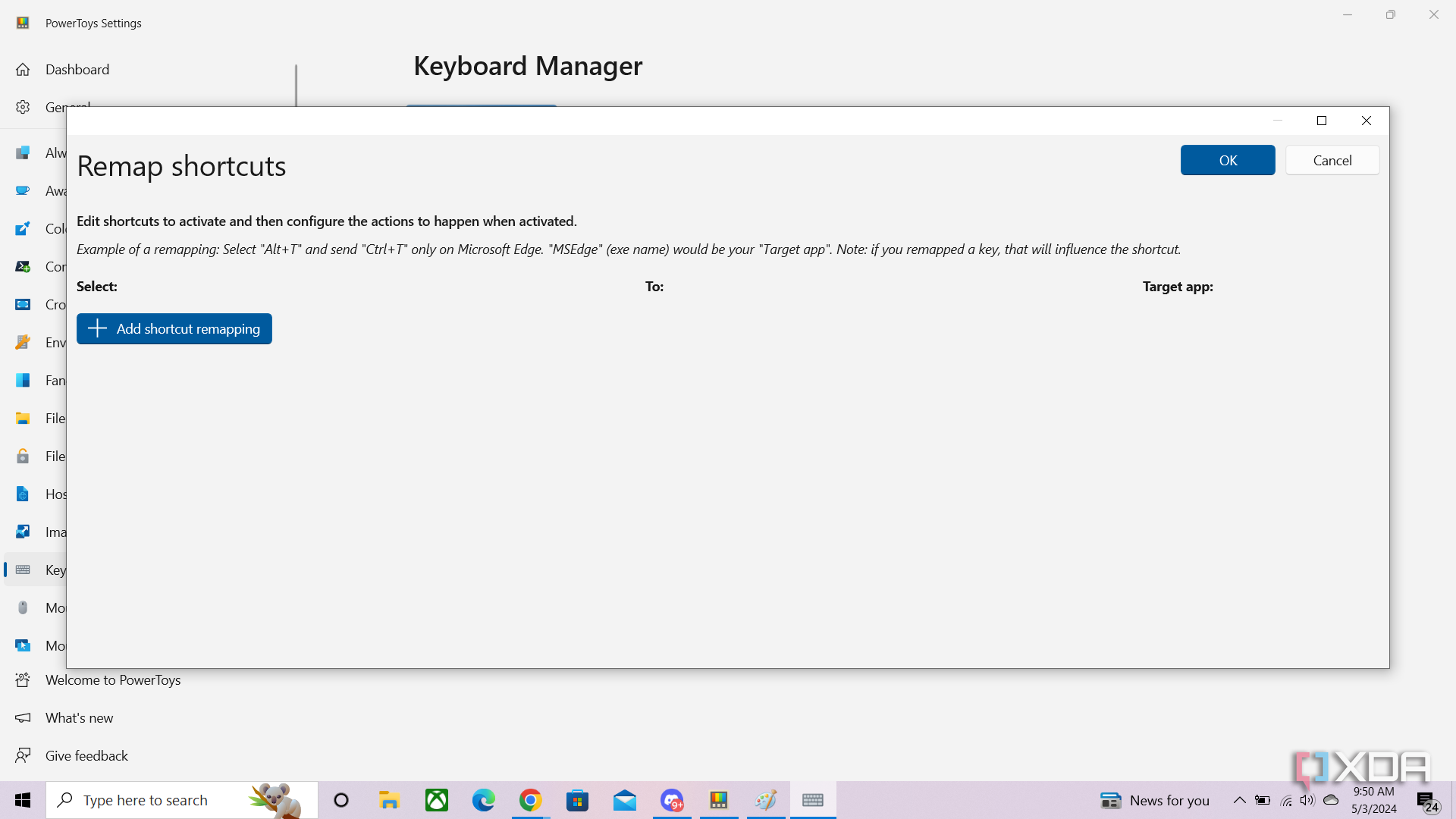 Using Microsoft Powertoys to remap a keyboard shortcut