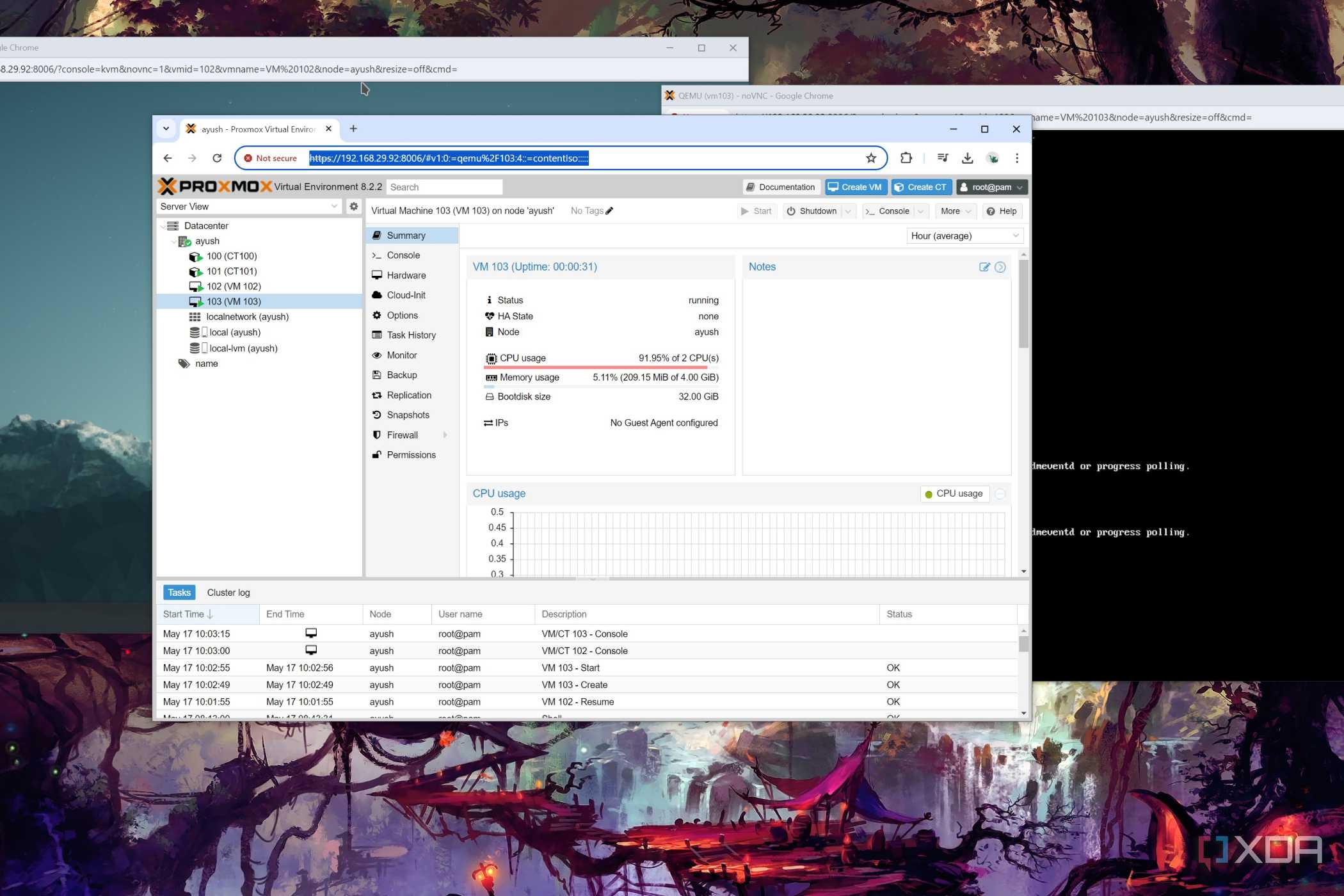 The Proxmox web UI