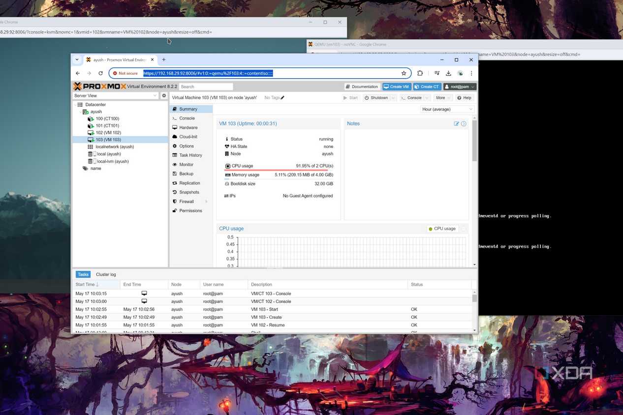 The Proxmox web UI