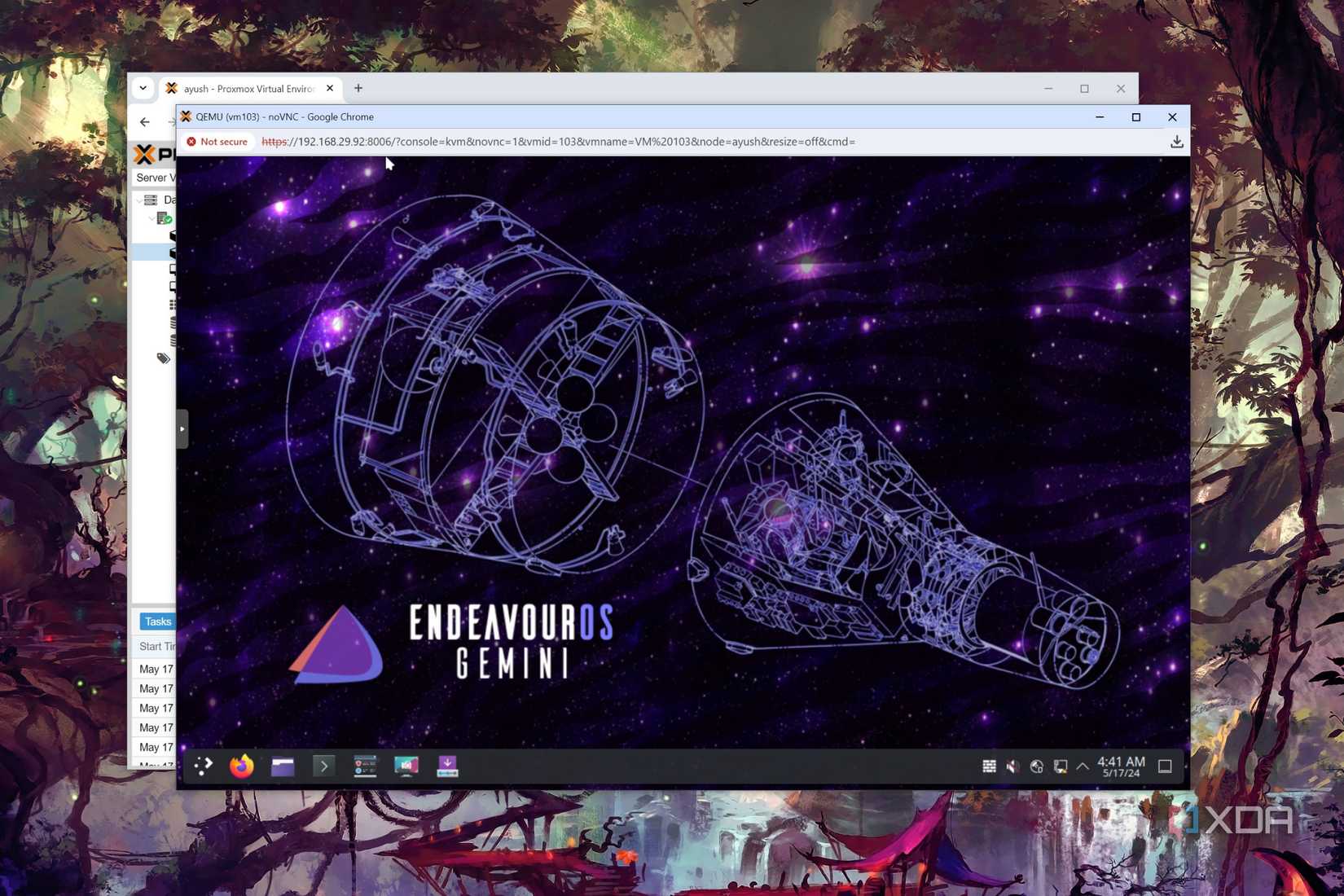 EndeavourOS running on a Proxmox server