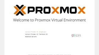 The default Proxmox VE startup page