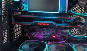an image of radeon rx 6800 gpu in case with RGB lights