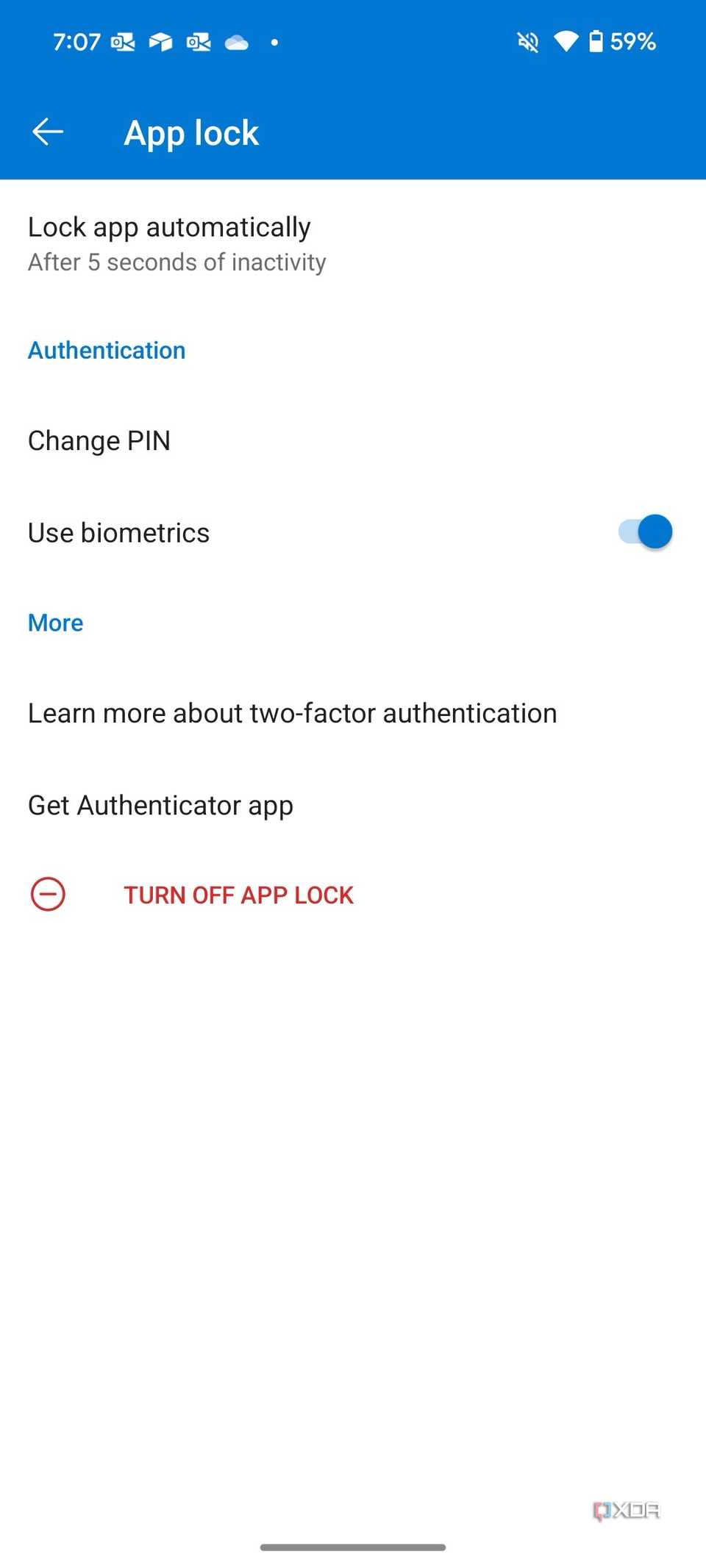 OneDrive biometric protection