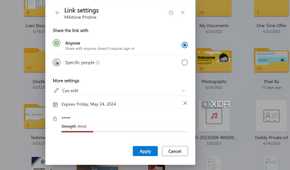 Link settings in OneDrive