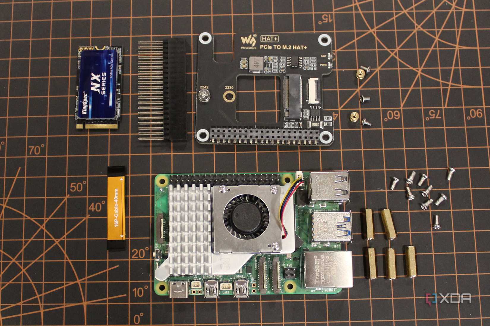 Build parts for the Waveshare PCIe to M.2 HAT for the Raspberry Pi 5