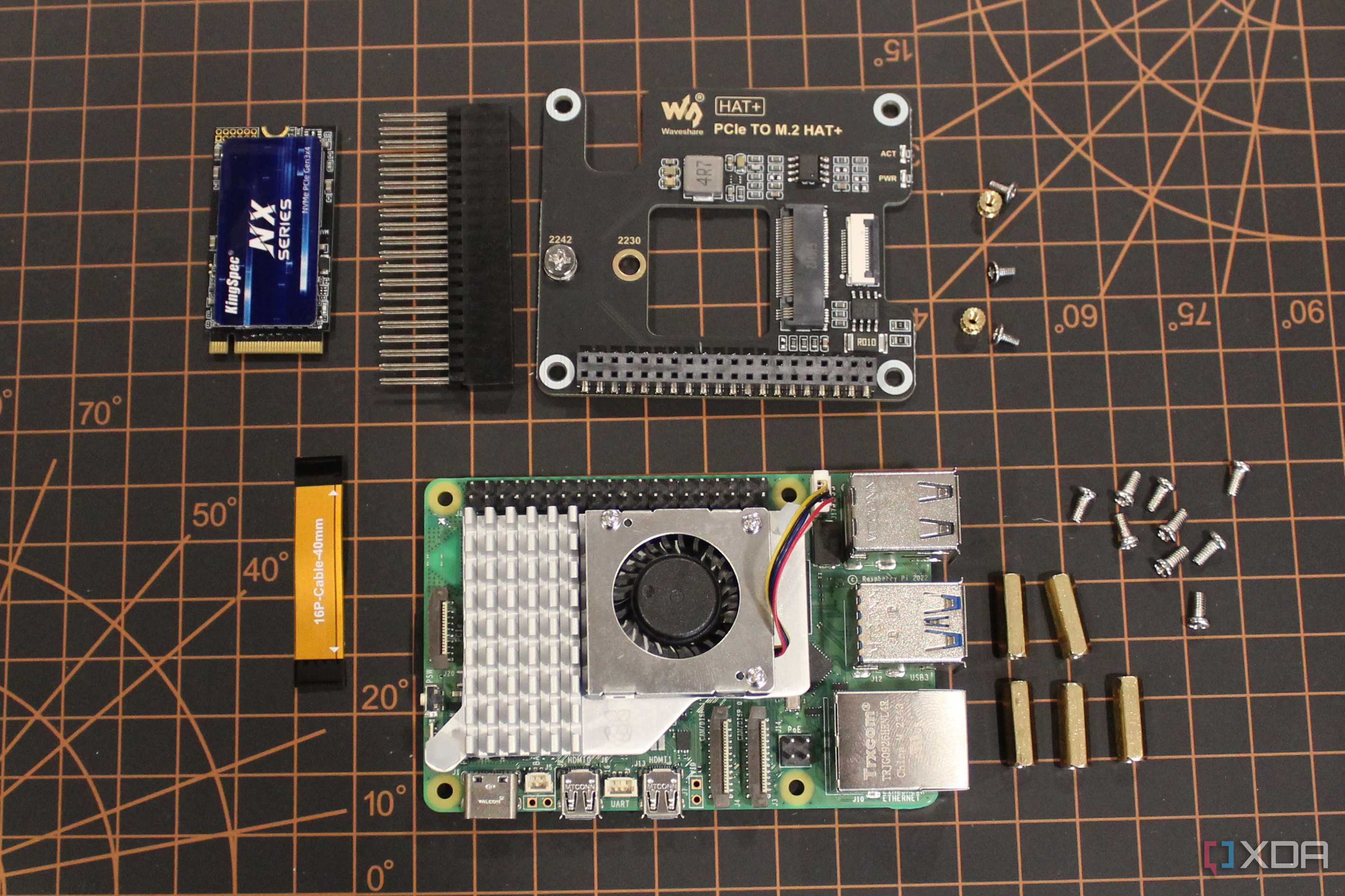 Build parts for the Waveshare PCIe to M.2 HAT for the Raspberry Pi 5