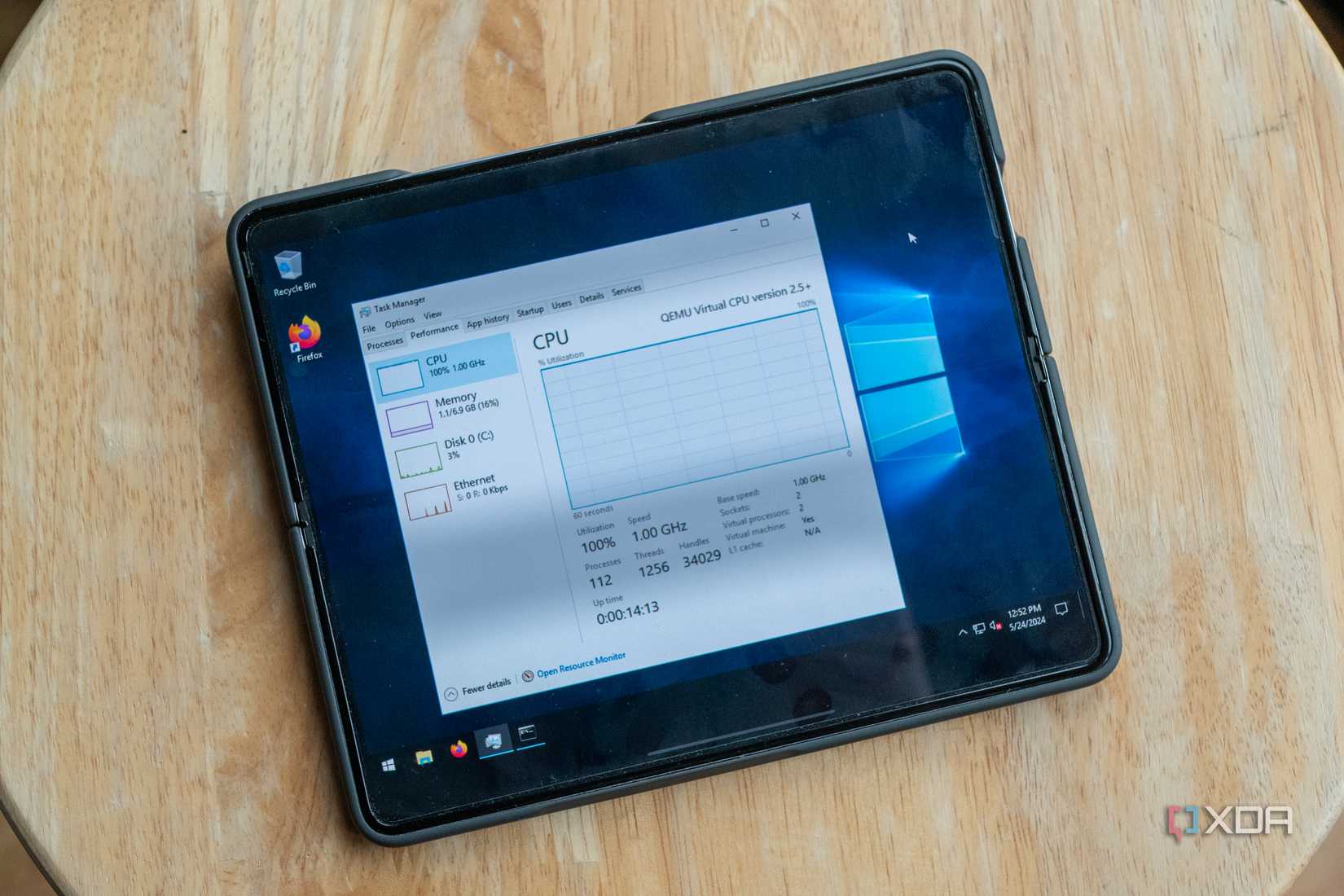 Windows 10 running on the Samsung Galaxy Z Fold 5