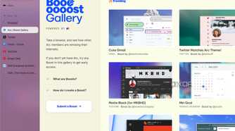 A screenshot showing the Boost Gallery in Arc browser.