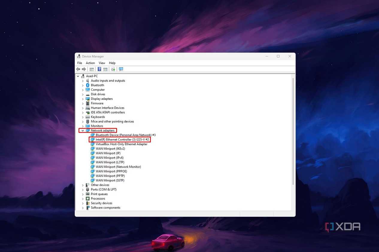 Windows 11 screenshot that shows the network adapters branch in Device Manager