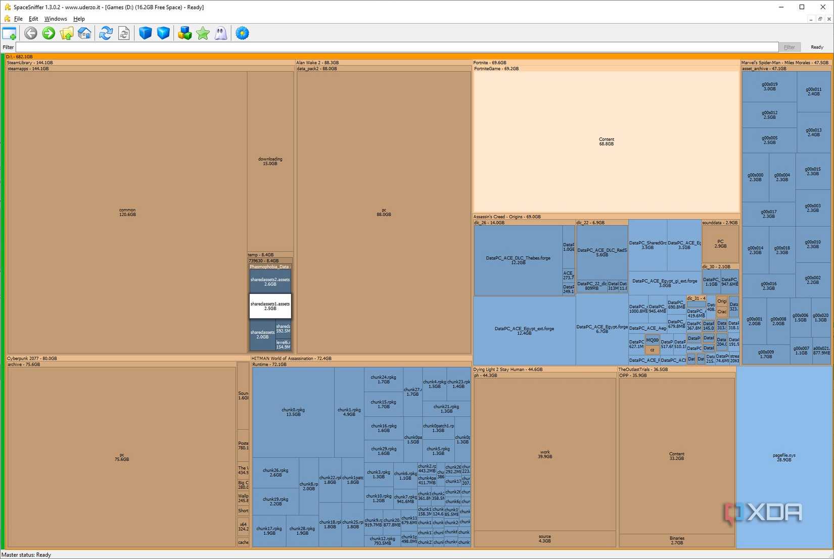 SpaceSniffer scan results showing files inside folders