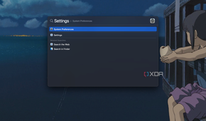 macOS Spotlight Search for Settings.
