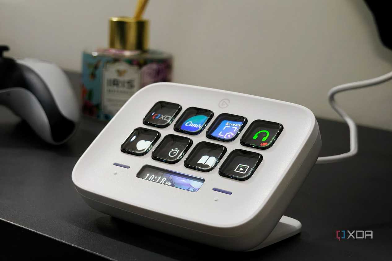 An image showing the Stream Deck Neo displaying productivity shortcuts.