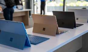A lineup of Surface Pro 11 tablets.