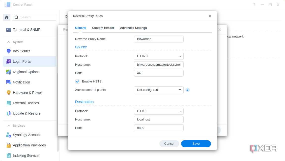 Adding a reverse proxy in Synology DSM 7